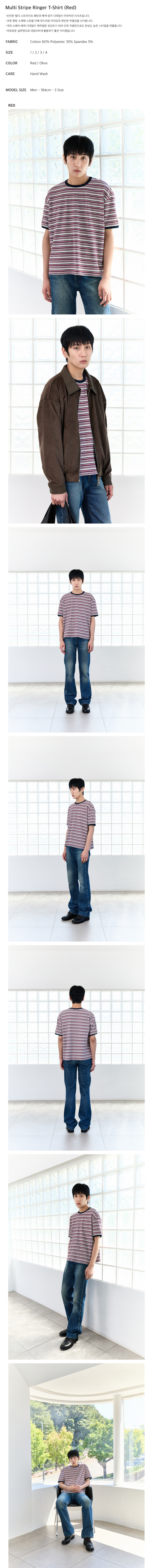 Multi Stripe Ringer T-Shirt (Red)