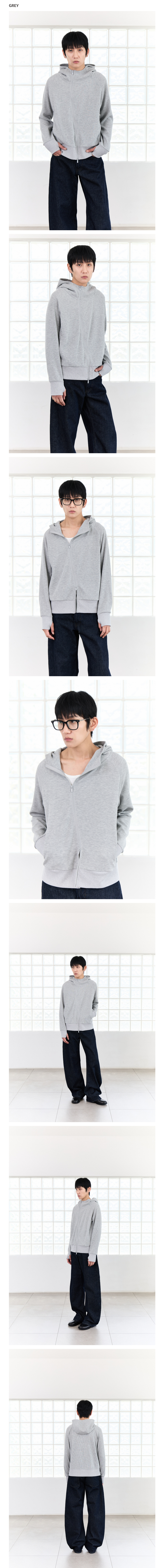 Curved Line Waffle Cropped Hoodie Zip-Up (3color)