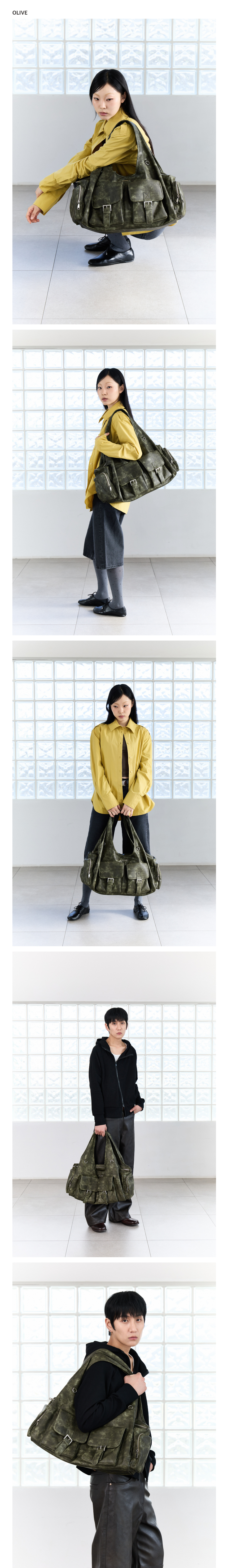 Vintage Washed Faux Leather Shoulder Bag (4color)