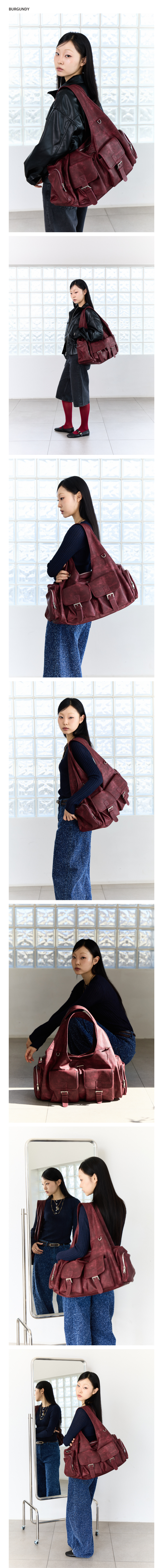 Vintage Washed Faux Leather Shoulder Bag (4color)