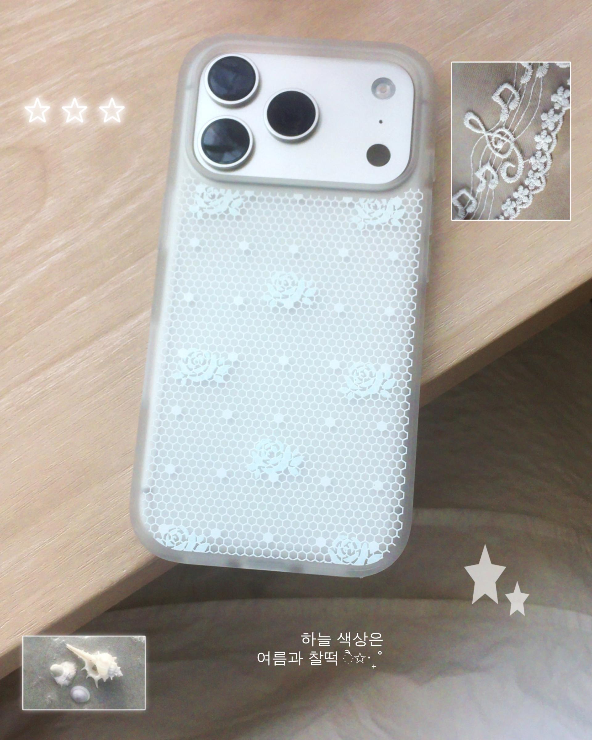 로즈 레이스 반투명 케이스 (2 color)