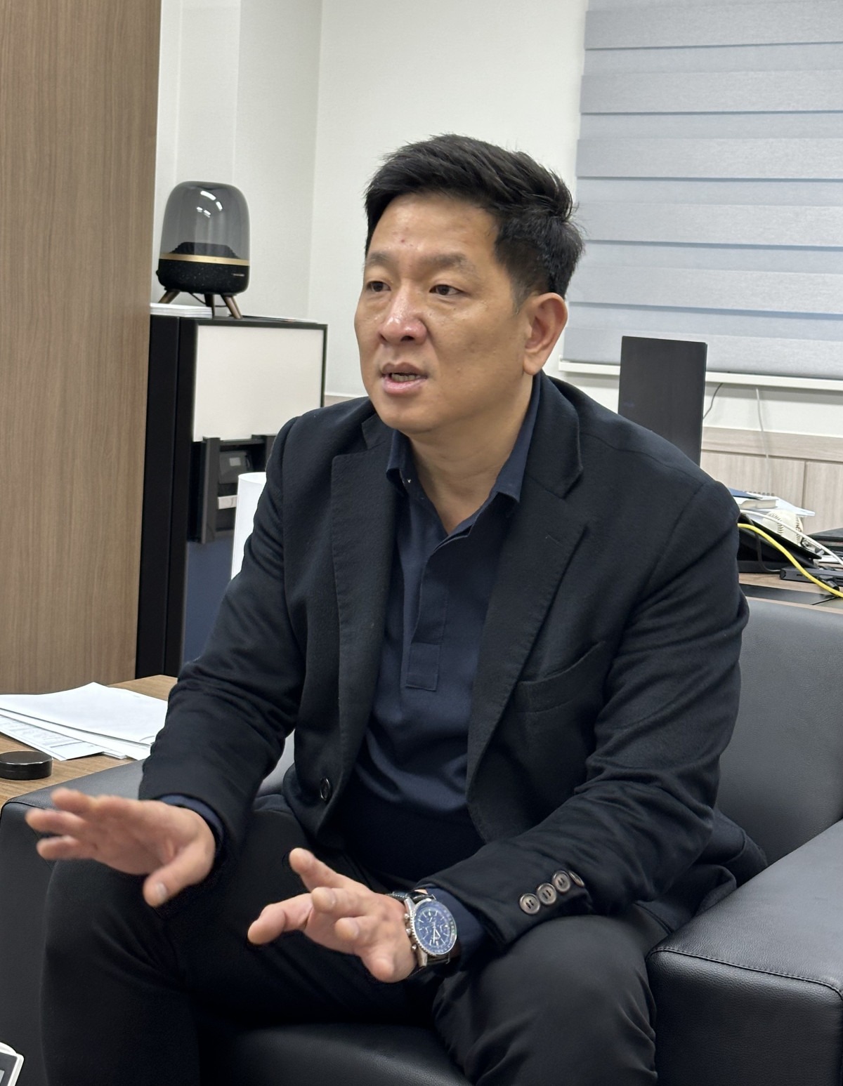 ▲이민균 에이루트에코 대표가 20일 충남 서산 에이루트에코 본사에서 본지와 인터뷰를 진행하고 있다. (박정호 기자 godot@)
