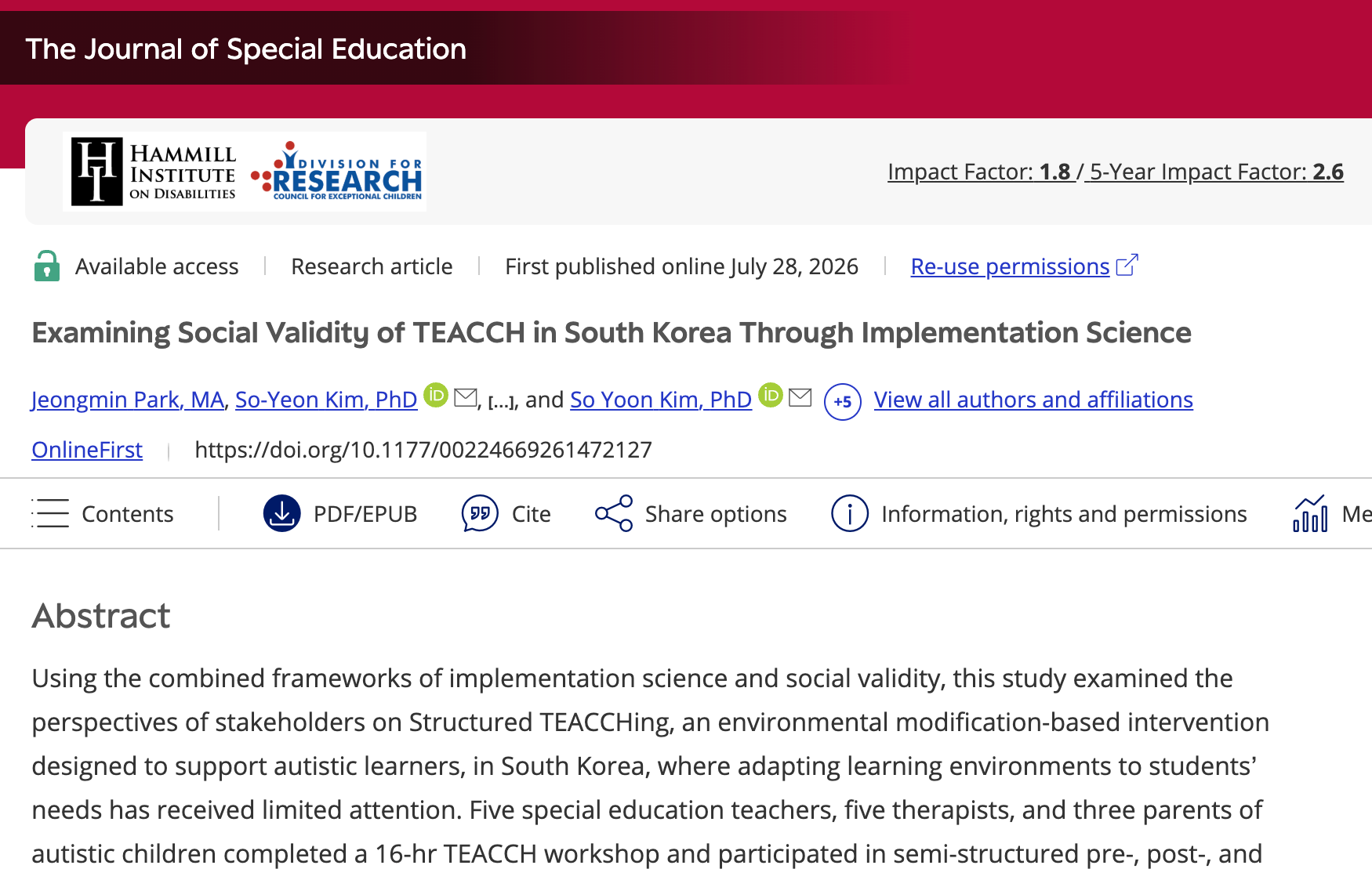 TEACCH의 한국 적용에 관한 연구