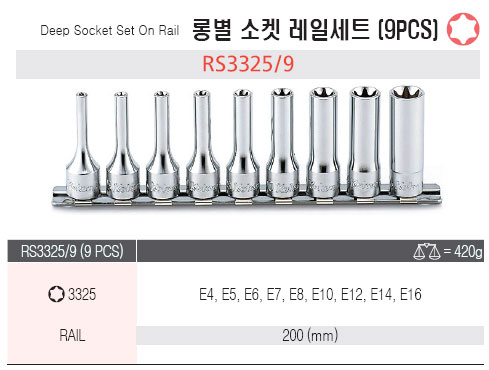 코켄 3/8인치 롱 별 소켓 레일세트 RS3325 (9PCS)