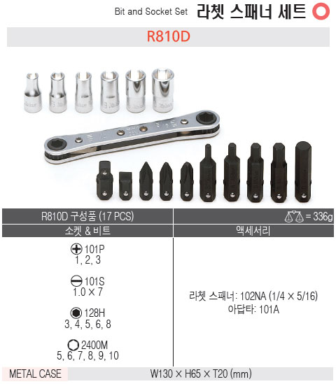 코켄 라쳇 스패너 세트 R810D