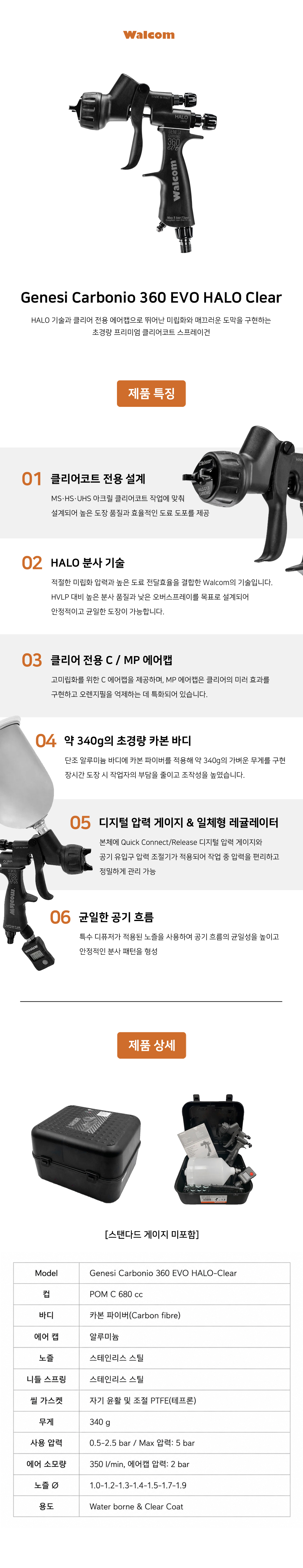 왈콤 Walcom Carbonio EVO HALO Clear (스탠다드 게이지 미포함)