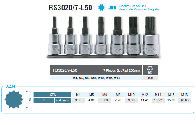 코켄 3/8인치 12각 비트소켓 세트 RS3020/7- L50 (7PCS)