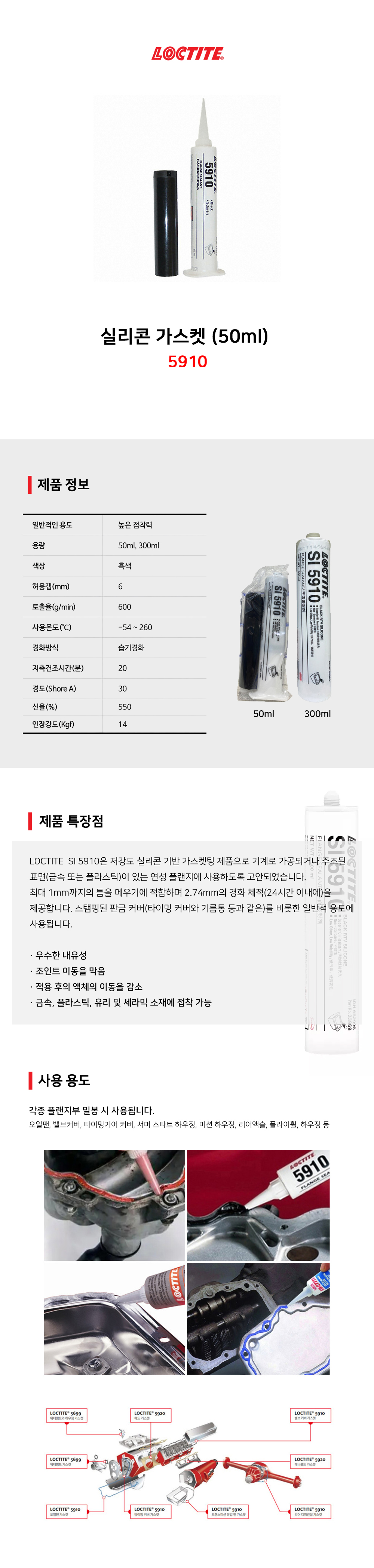 록타이트 실리콘 가스켓 SI5910 (300ml)