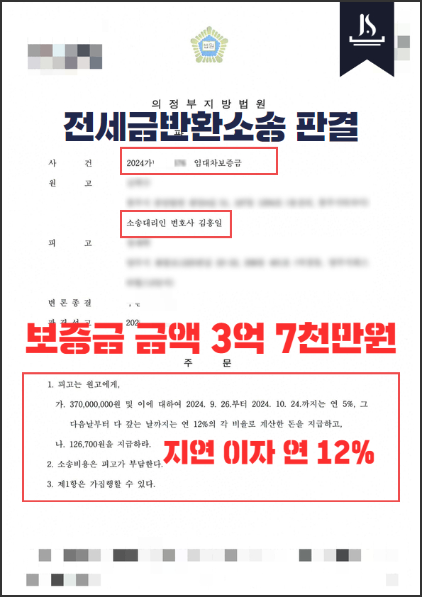 의정부 전세보증금반환소송 성공사례