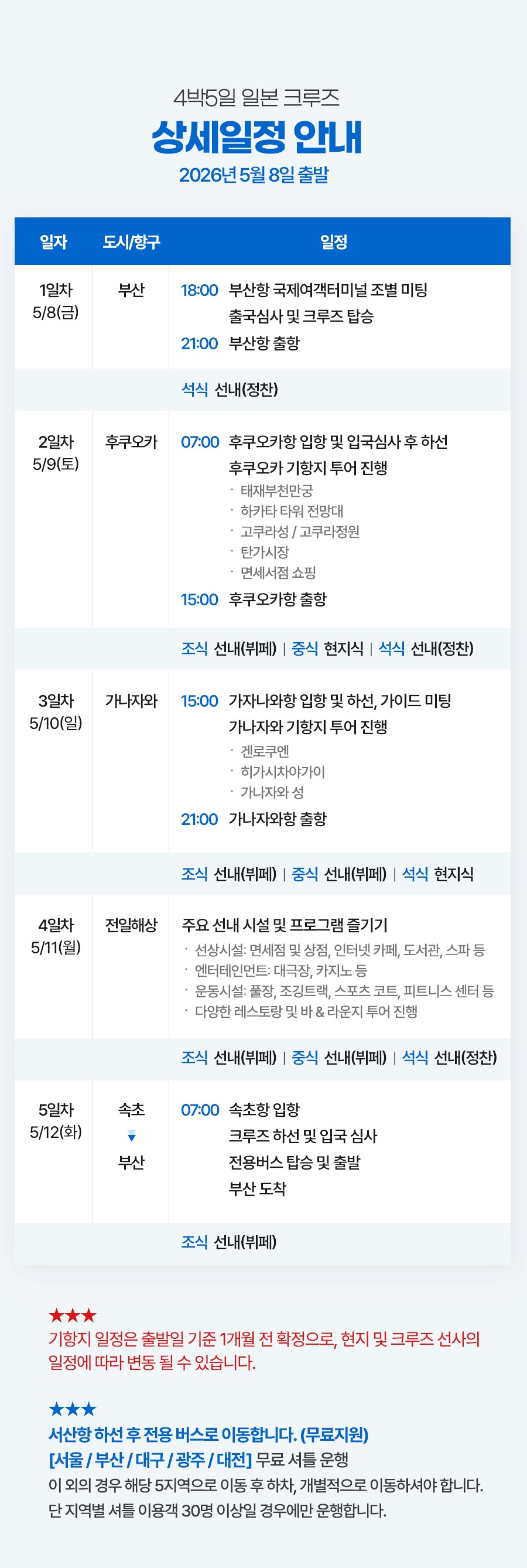 <26년5월8일 출발확정>한국출발 일본 4박5일 <후쿠오카/가나자와> 코스타 세레나호 올인클루시브 크루즈 패키지 (발코니룸+기항지투어+식사 모두포함) test
