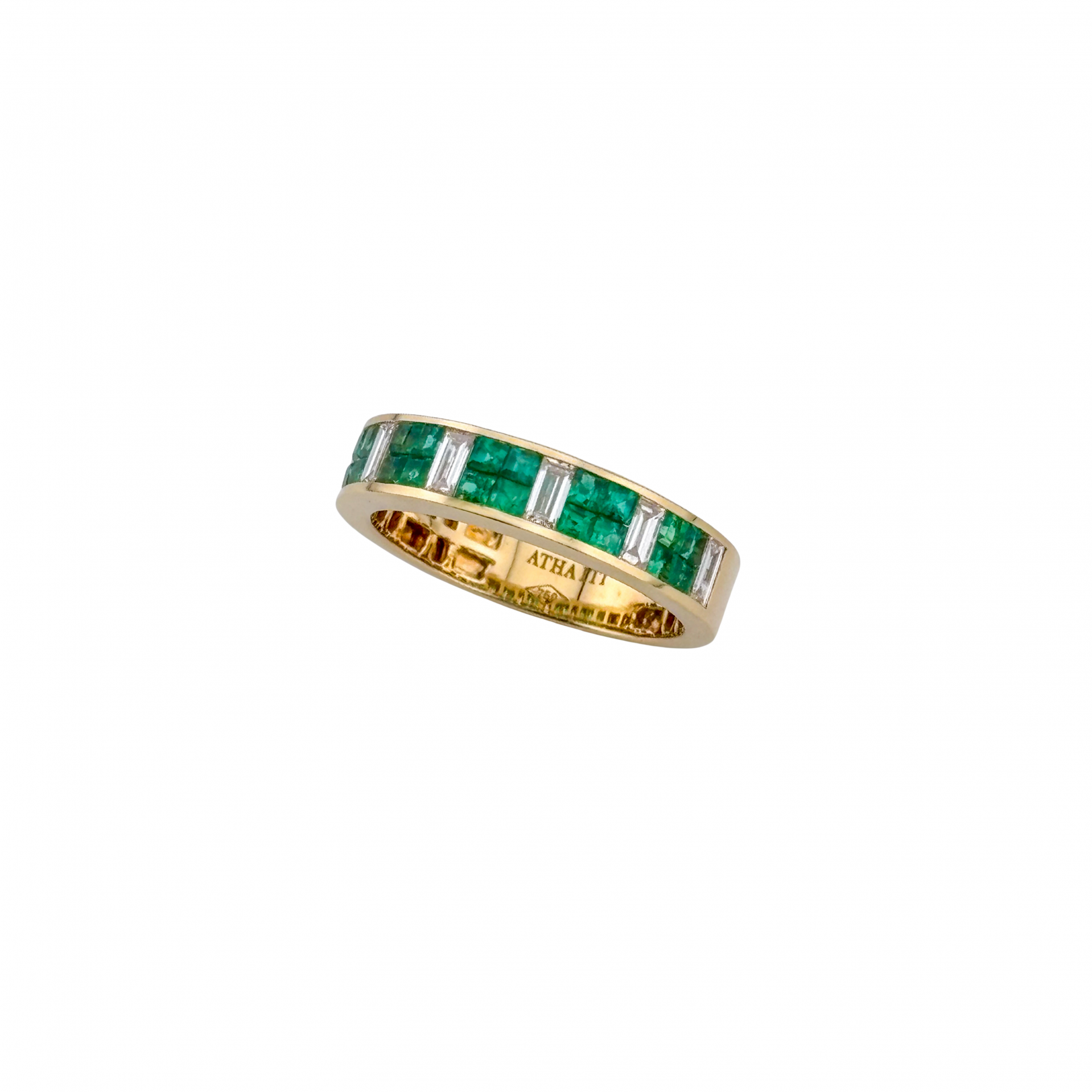 Grid Emerald Invisible Ring