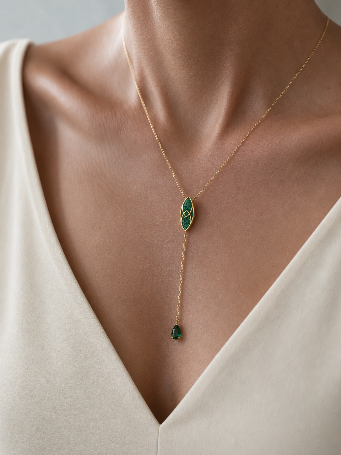 AURA Invisible Emerald Drop Necklace
