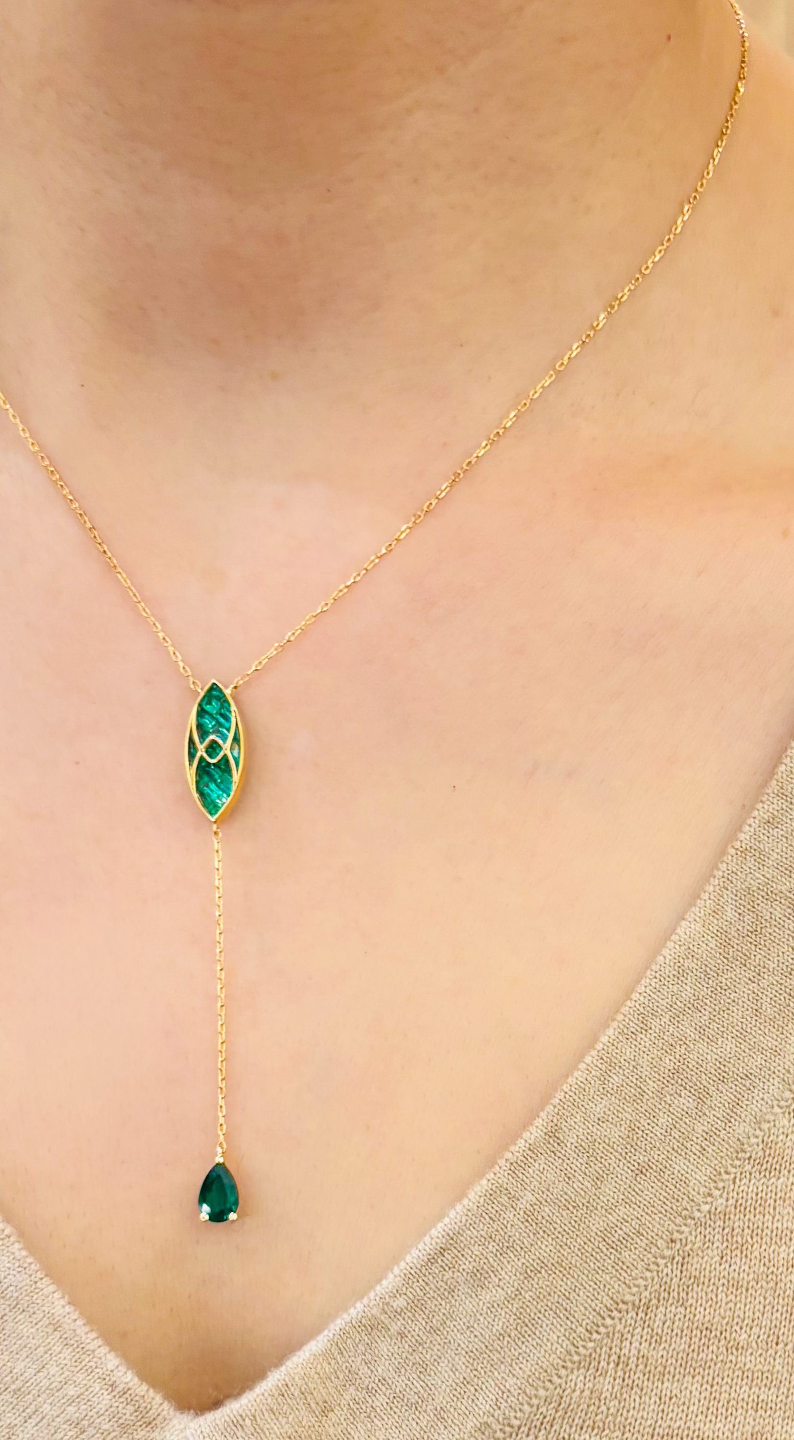 AURA Invisible Emerald Drop Necklace