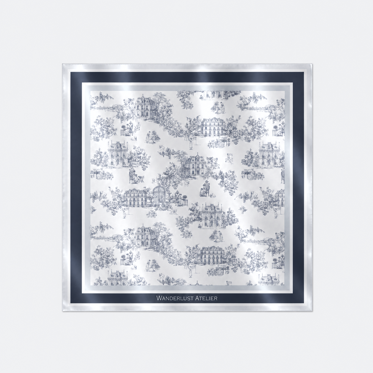 WANDERLUST TOILE SILK SCARF - Midnight Porcelain
