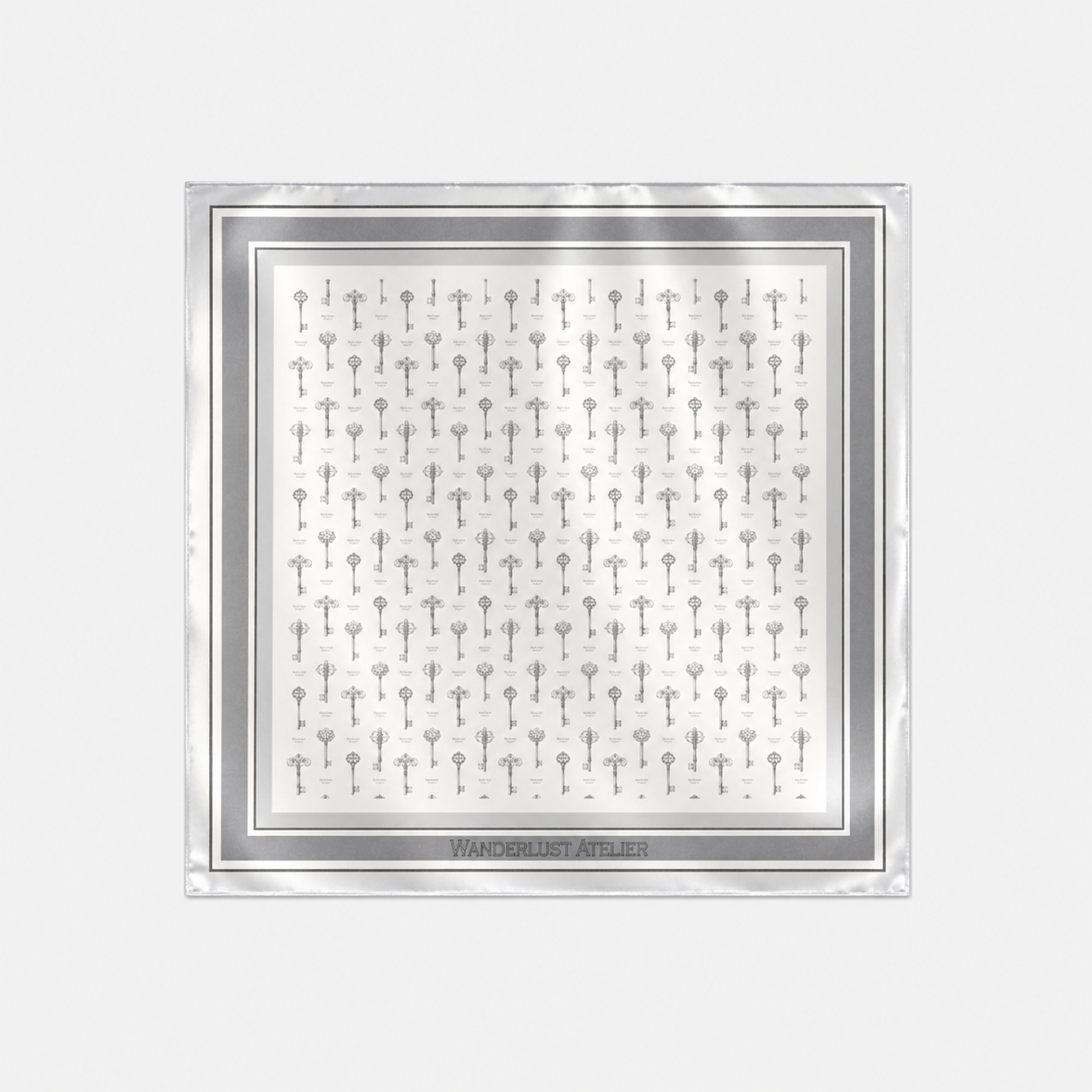 WANDERLUST KEY SILK SCARF - Mist Silver