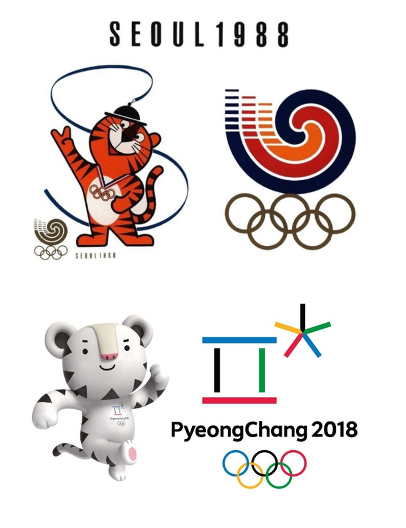 1988 Seoul Olympics and 2018 PyeongChang Winter Olympics Mascot