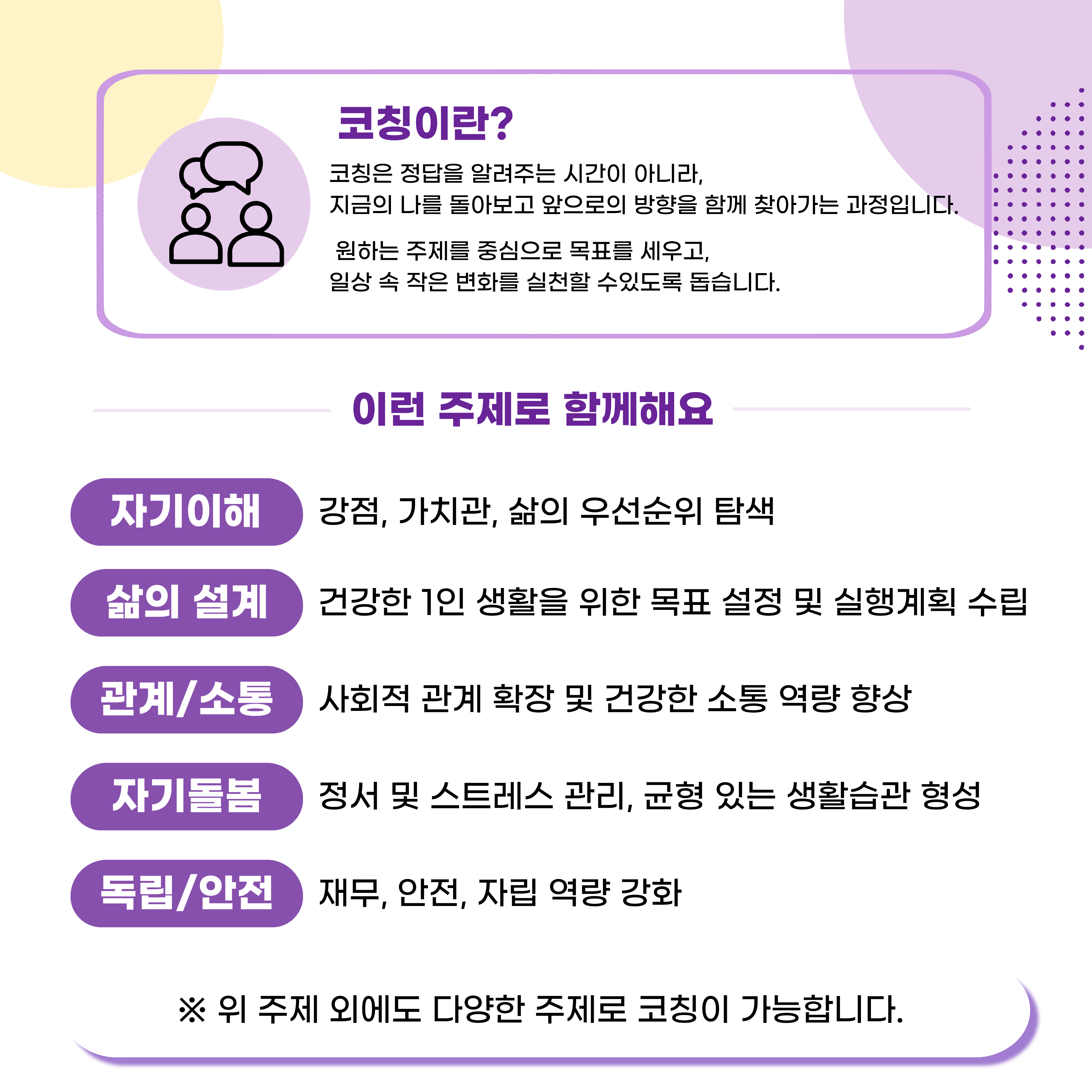 중장년 1인가구 라이프코칭 [ 나답게 살아가는 힘! ]