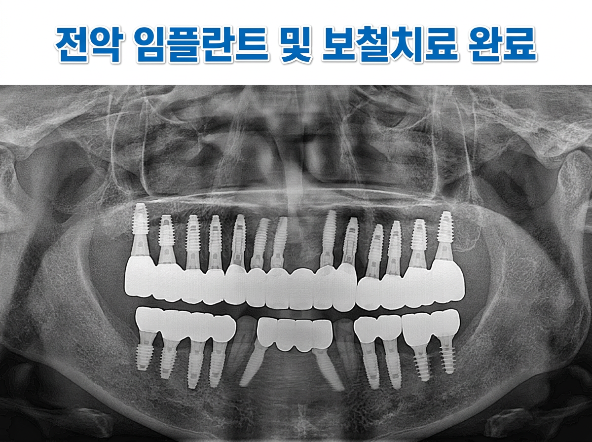 [치료 후] 상악 및 하악 임플란트 상부 보철물 제작 및 장착 완료