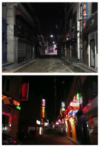 동두천 기지촌 클럽 거리, 코로나 펜데믹 전(아래)과 후(위)
