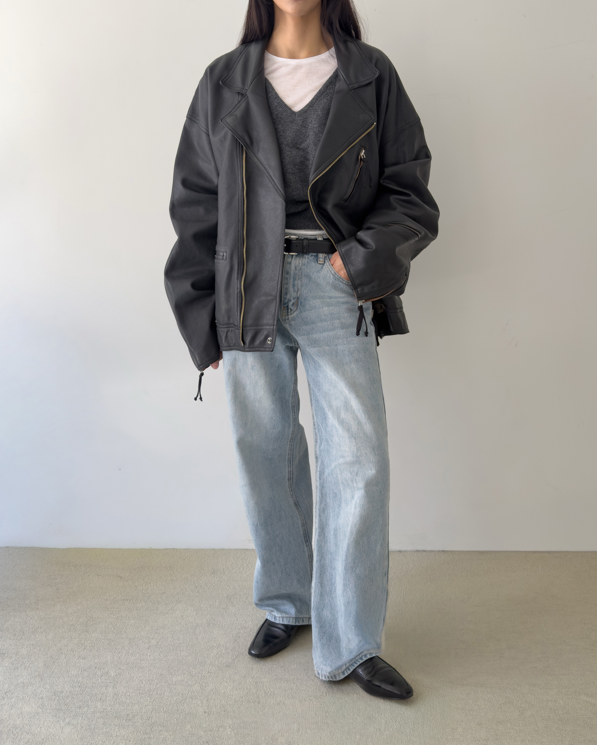 워싱 콤비 레더 JK