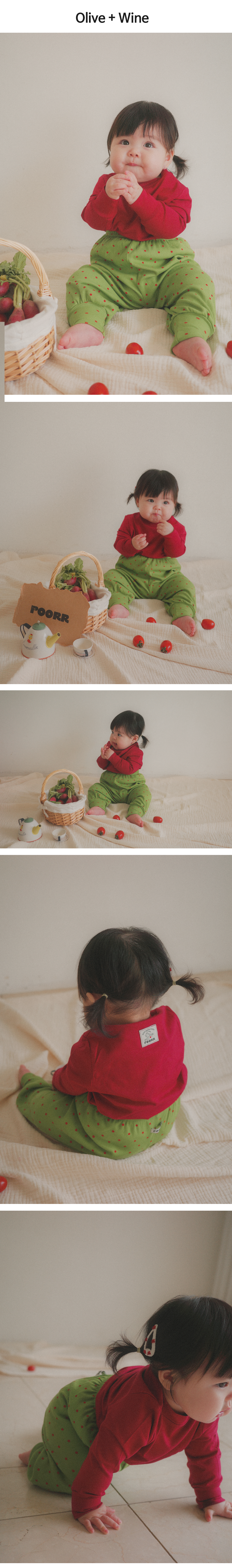 베이비 도트 널널 상하의 세트