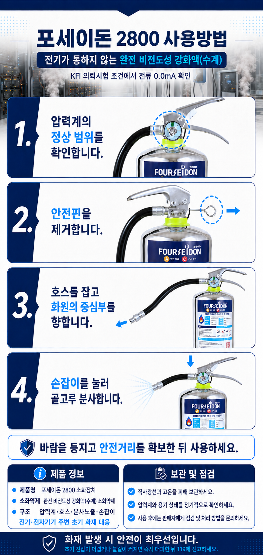 비전도성 AC급 수계 소화장치 포세이돈 2.8kg(판매점회원)