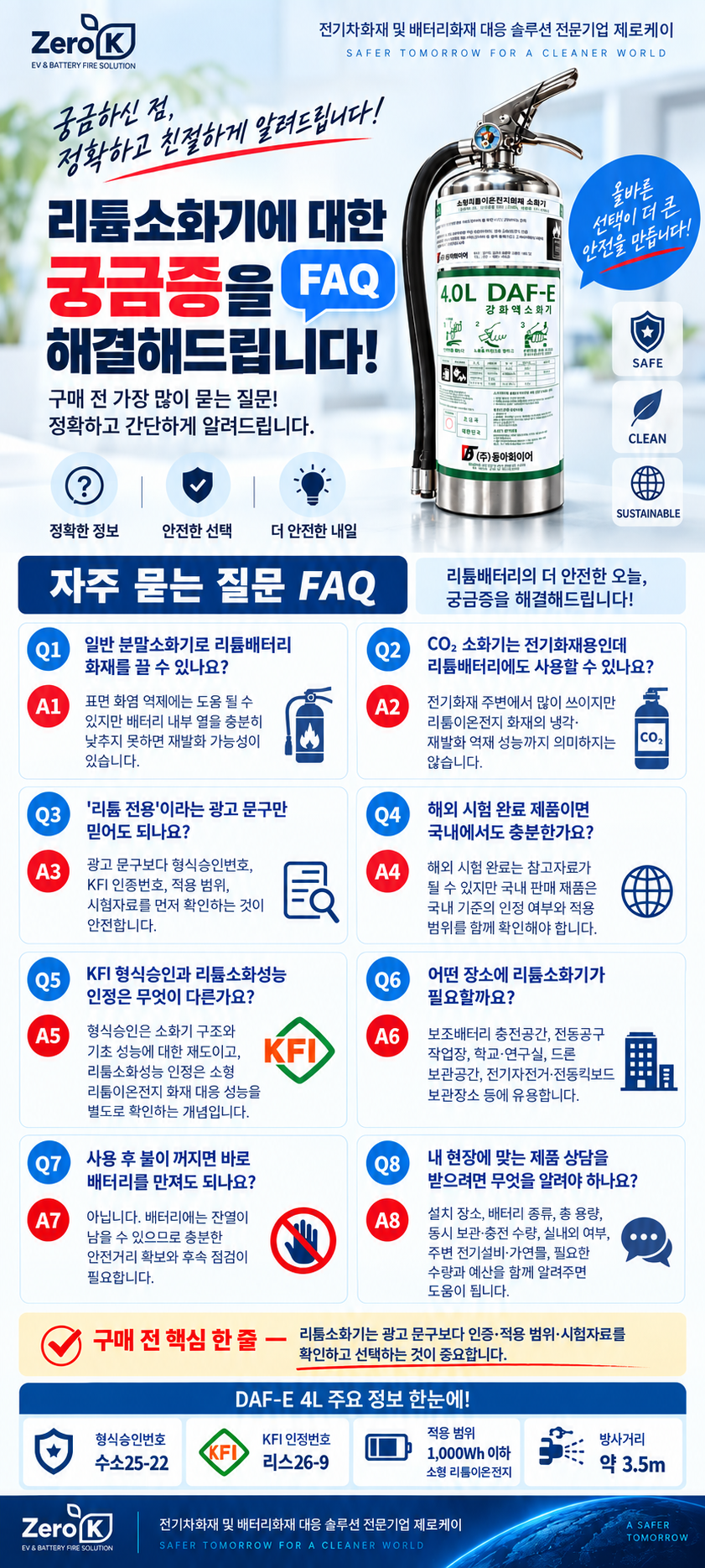 리튬이온배터리 전기차화재 대응 KFI A·B급 형식승인 LIB 성능인증 4L 강화액 소화기[판매점회원]