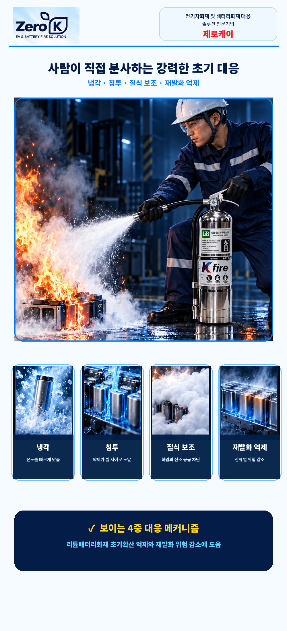 리튬이온배터리 보조배터리 소화기 3L 소형리튬이온전지 화재전용 친환경인증 A급 B급 K급 한국소방기구제작소 ABK 영하40도에서도 얼지않는 초냉각소화약제