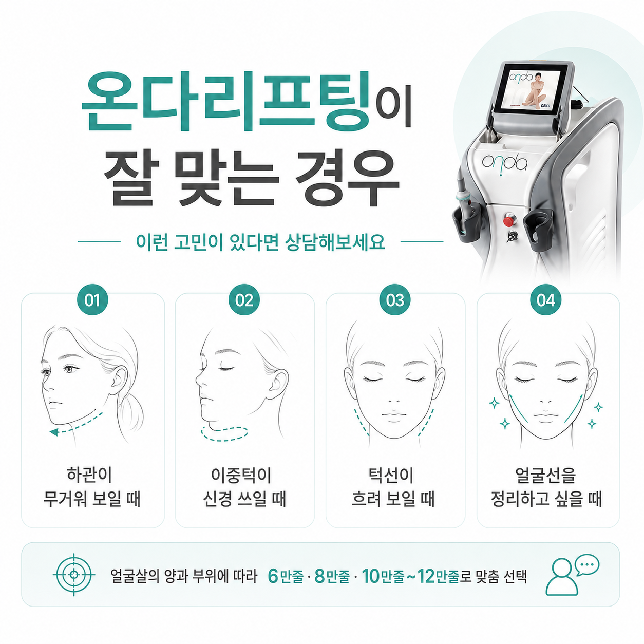 이중턱과 무너진 턱선 등 온다리프팅을 고려할 수 있는 경우