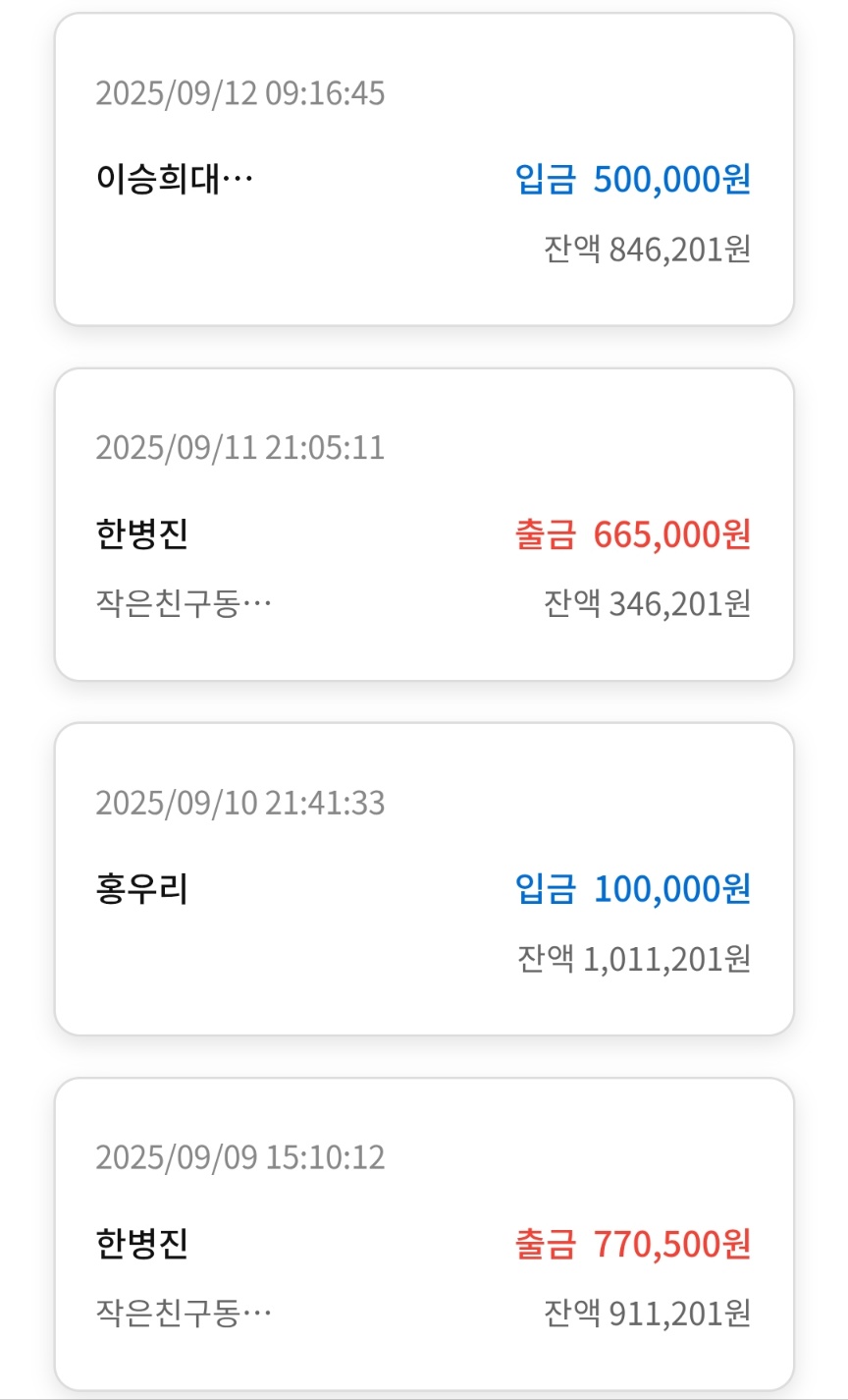 후원 입출금 내역 8.05~9.30 : 도레미멤버스