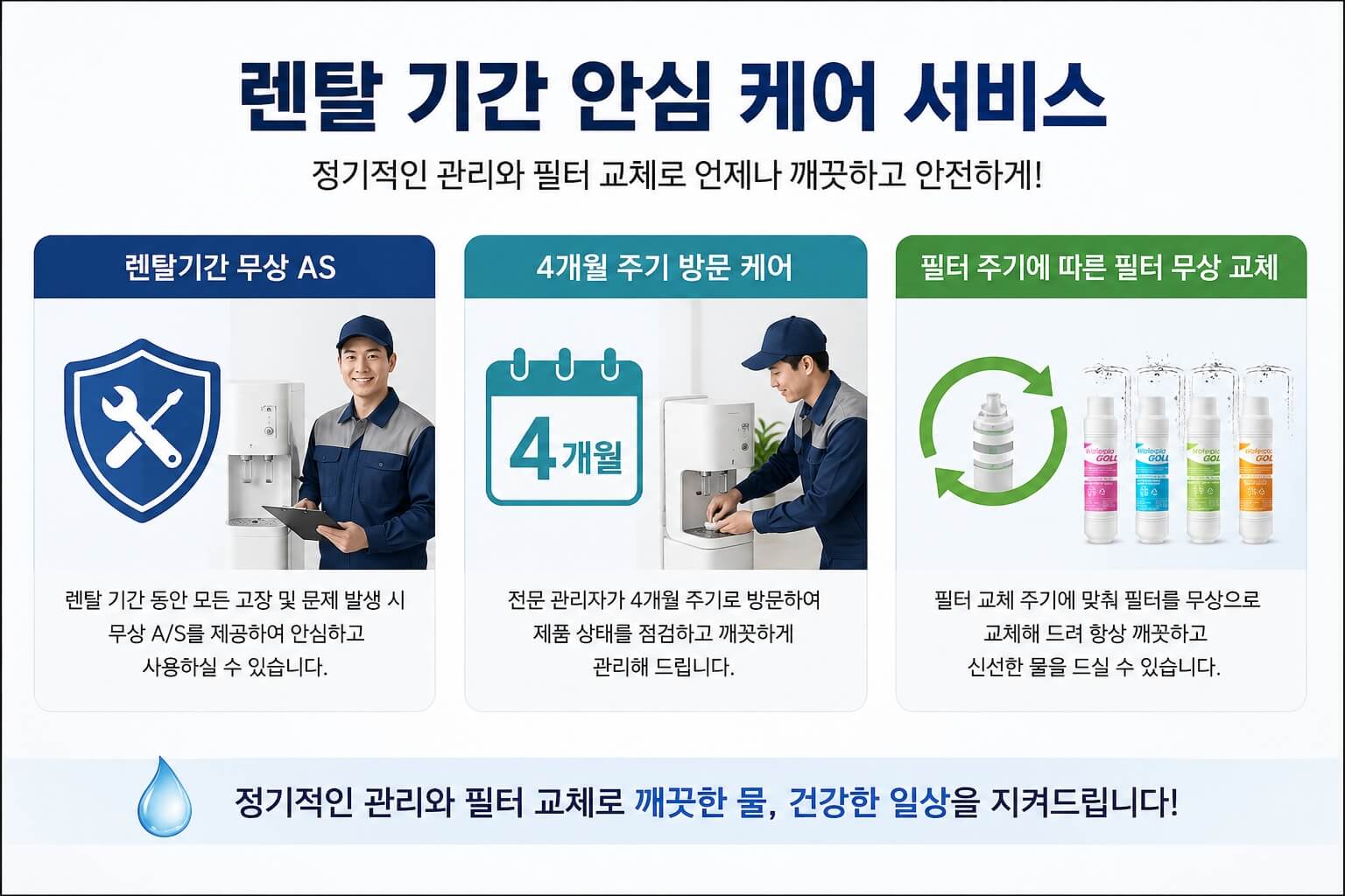 인천 식당 음식점 업소용 정수기렌탈 │ 스탠드형 월 19,900원 · 4개월 방문케어