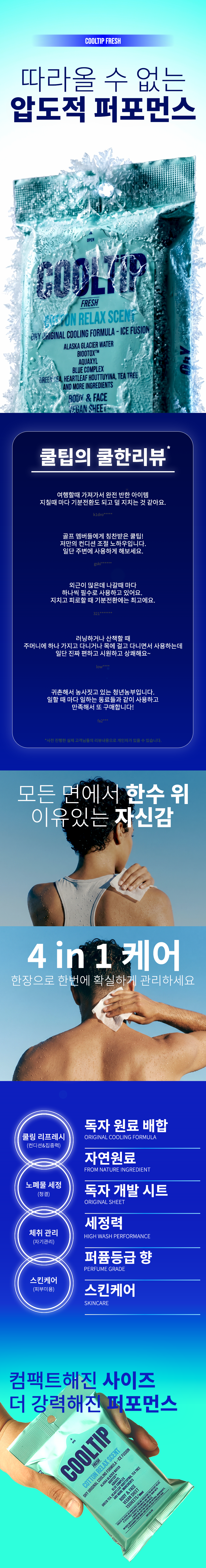 쿨팁 프레시 1팩(15매) 쿨링 바디 퍼퓸티슈