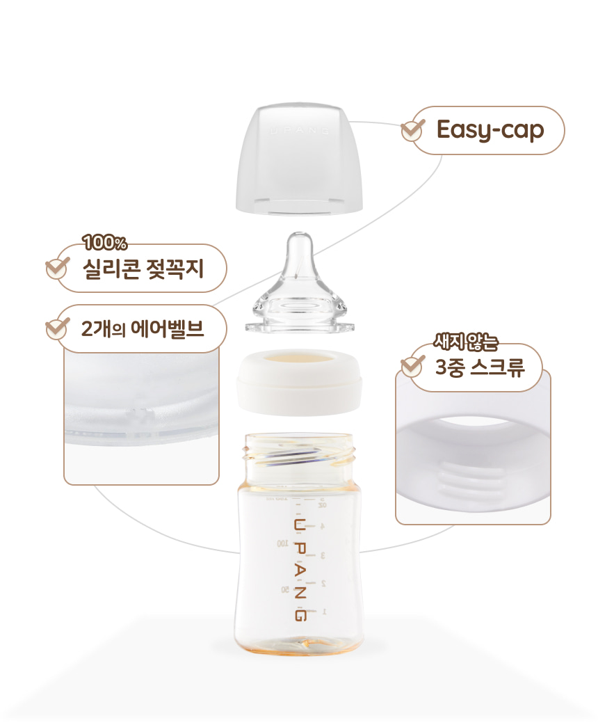 유팡맘마 PPSU 젖병 노꼭지 150ml 1개입 (화이트밀크)