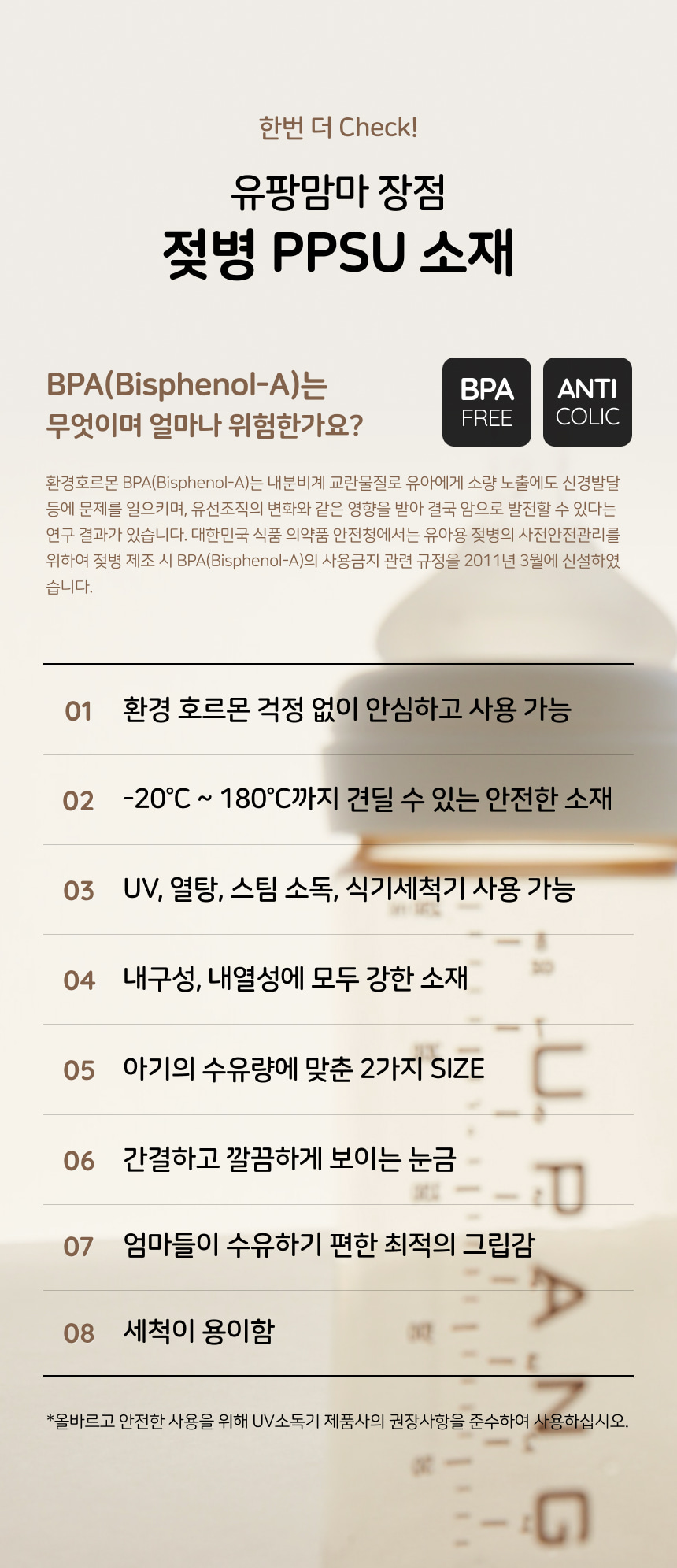 유팡맘마 PPSU 젖병 노꼭지 150ml 1개입 (화이트밀크)