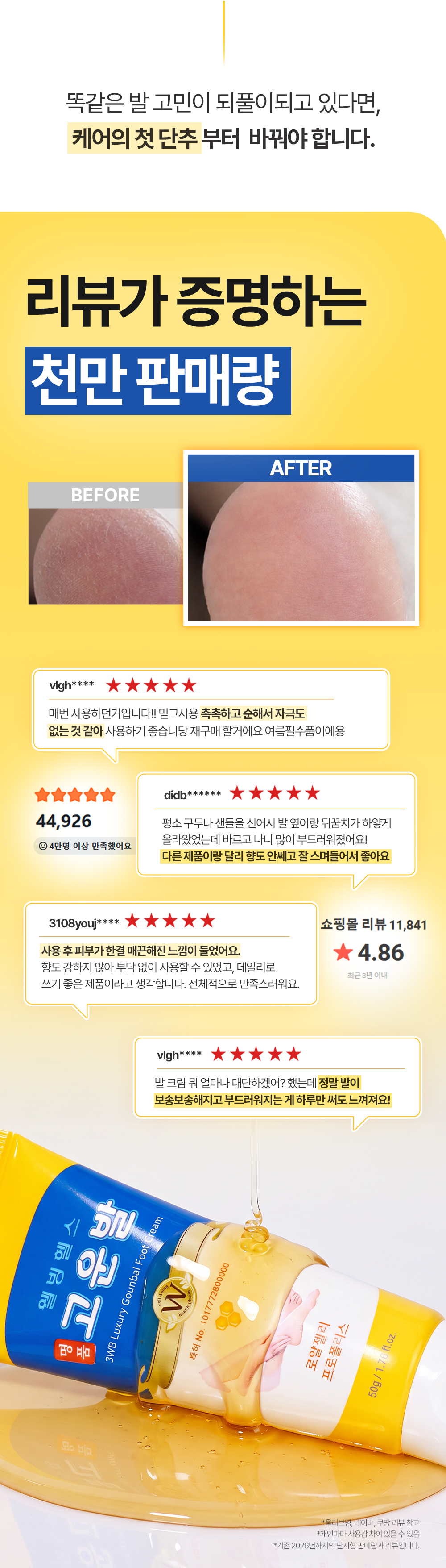 웰빙헬스 명품 고운발 튜브 50g 1EA