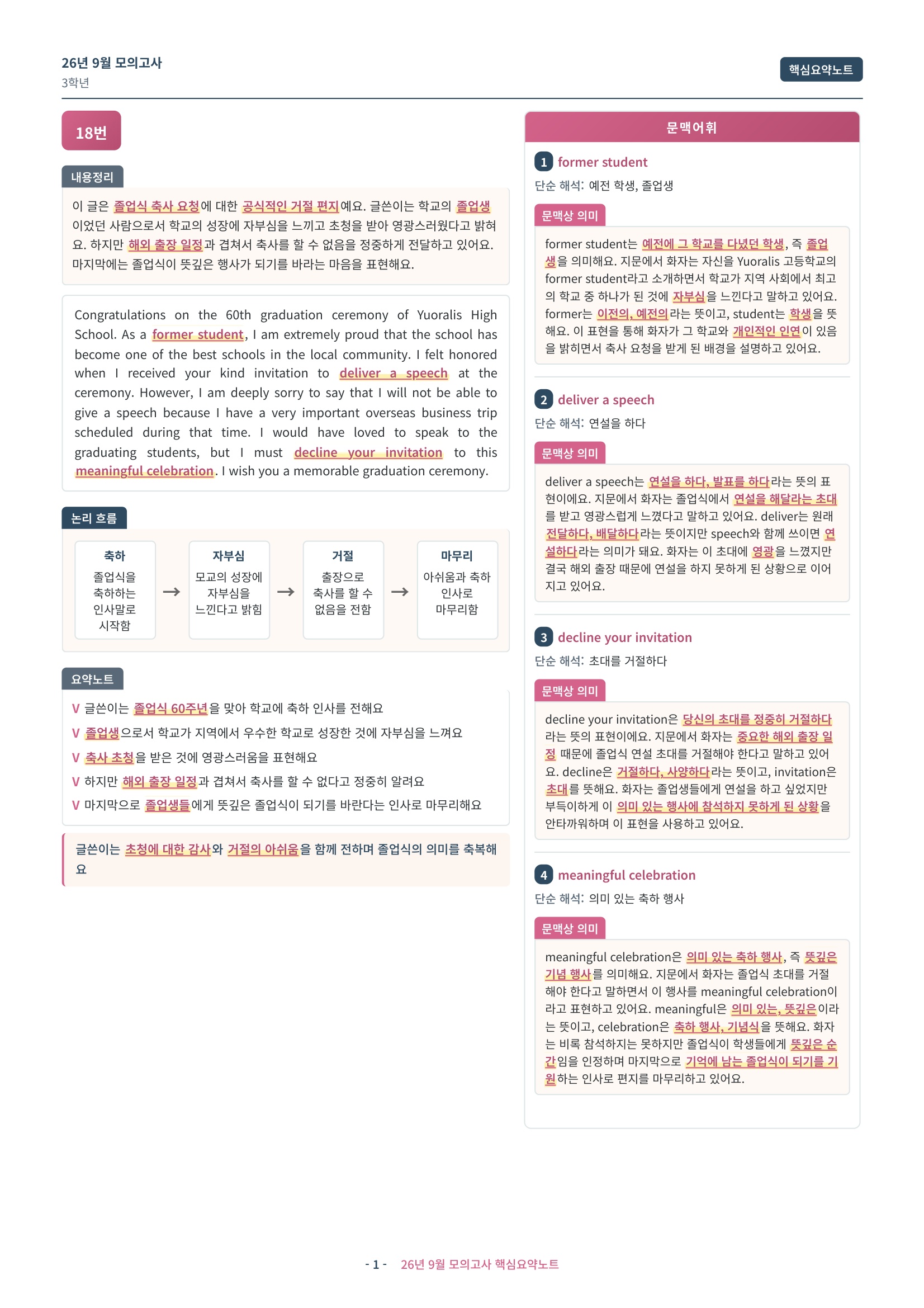🩷(30% 패키지 할인) [2026년 9월 모의고사] [3학년][올인원 패키지]🩷