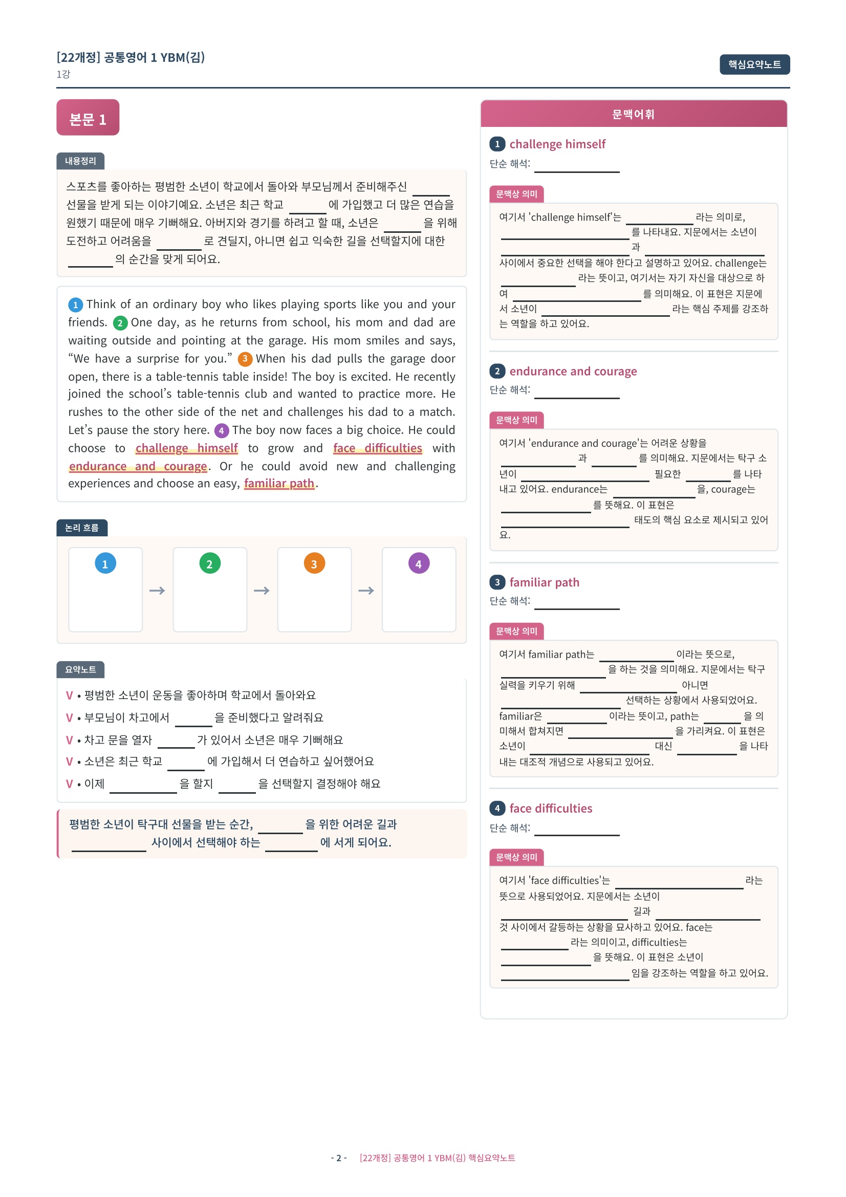🩷[1과][핵심요약] YBM(김은형) (공통1)🩷