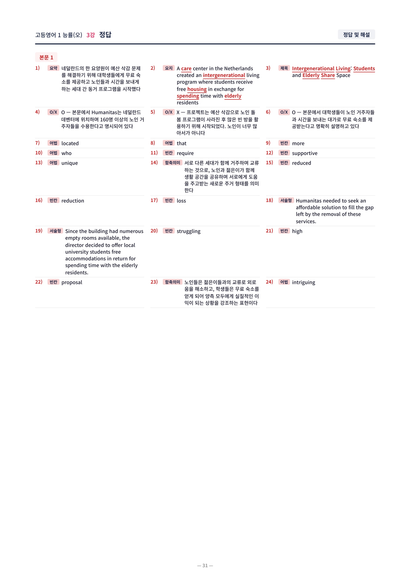 ❤️[3강] 고등영어 1 능률(오) [직전보강+삽화+통합문제]❤️