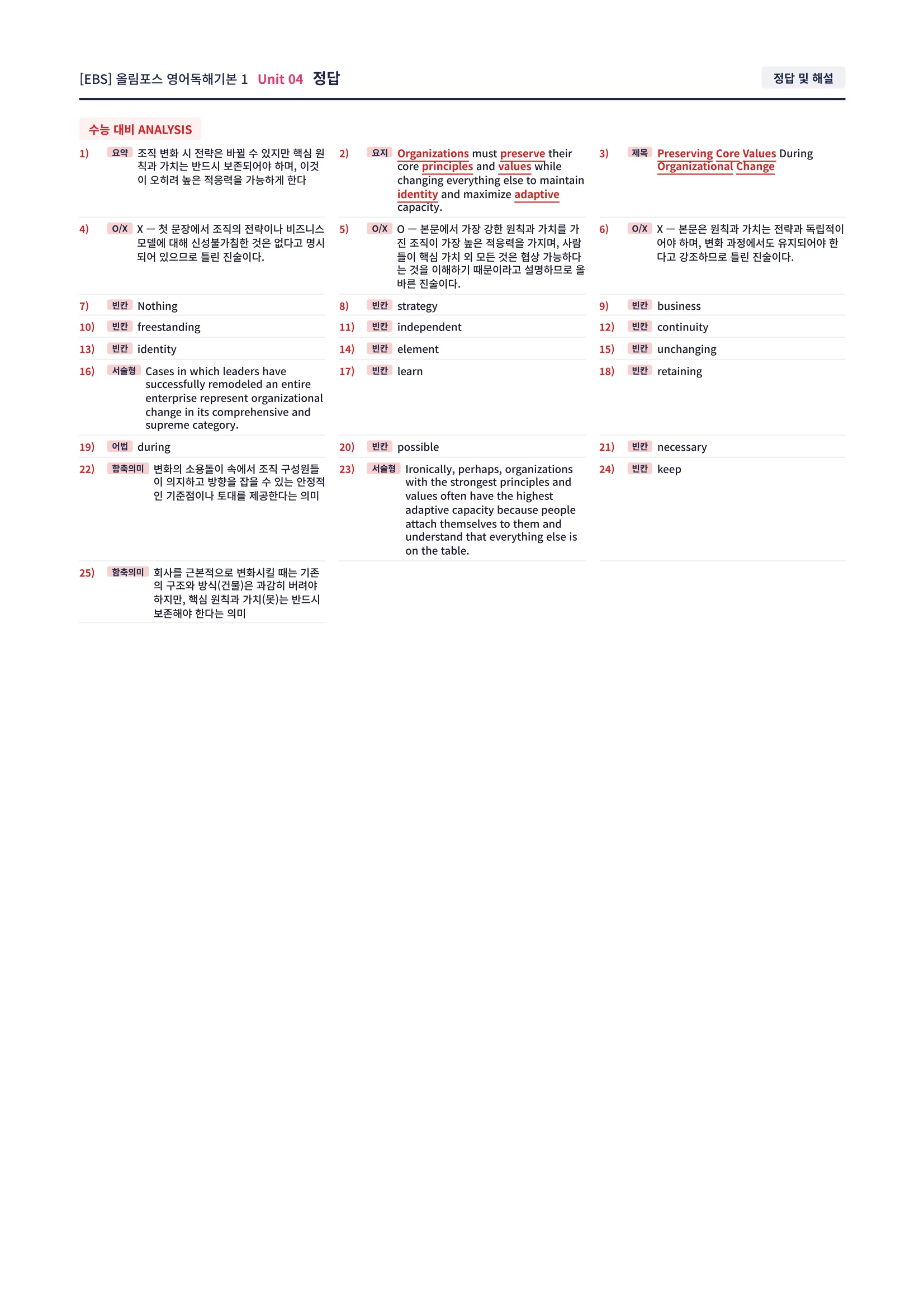 ❤️[4강][직전보강+삽화+통합문제] 올림포스 영어독해의기본 1❤️