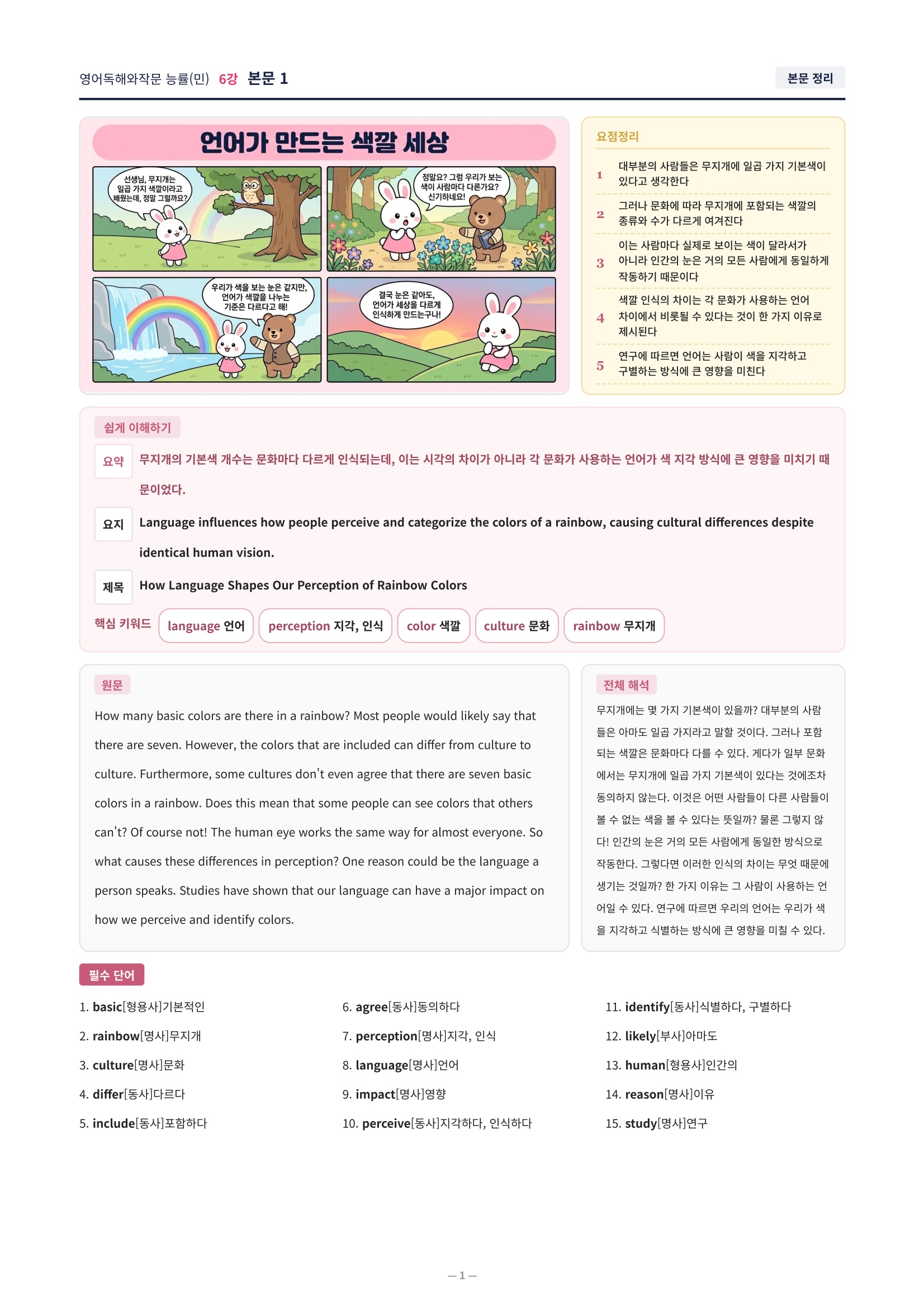 ❤️[6강] 영어독해와작문 능률(민) 직전보강+삽화+통합문제❤️