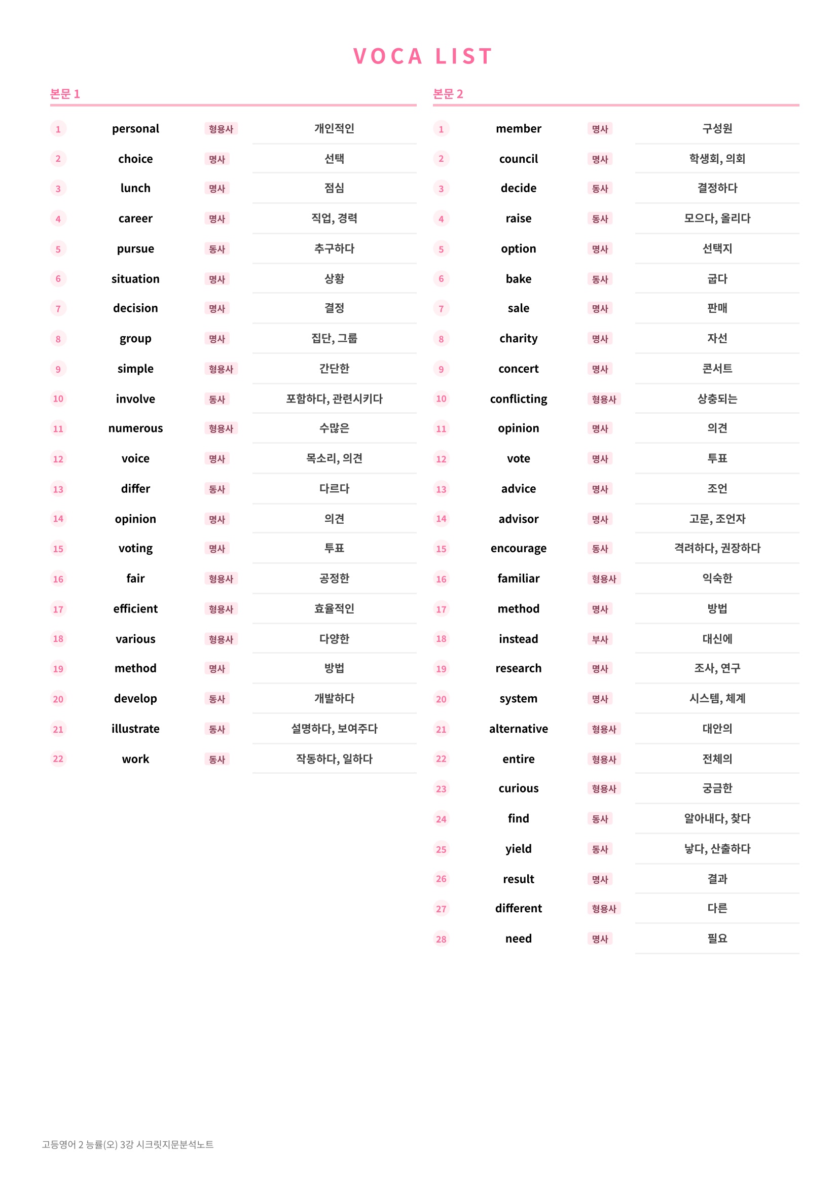 ❤️[3강] 고등영어 2 능률(오) [지문분석+단어장+파이널체크]❤️