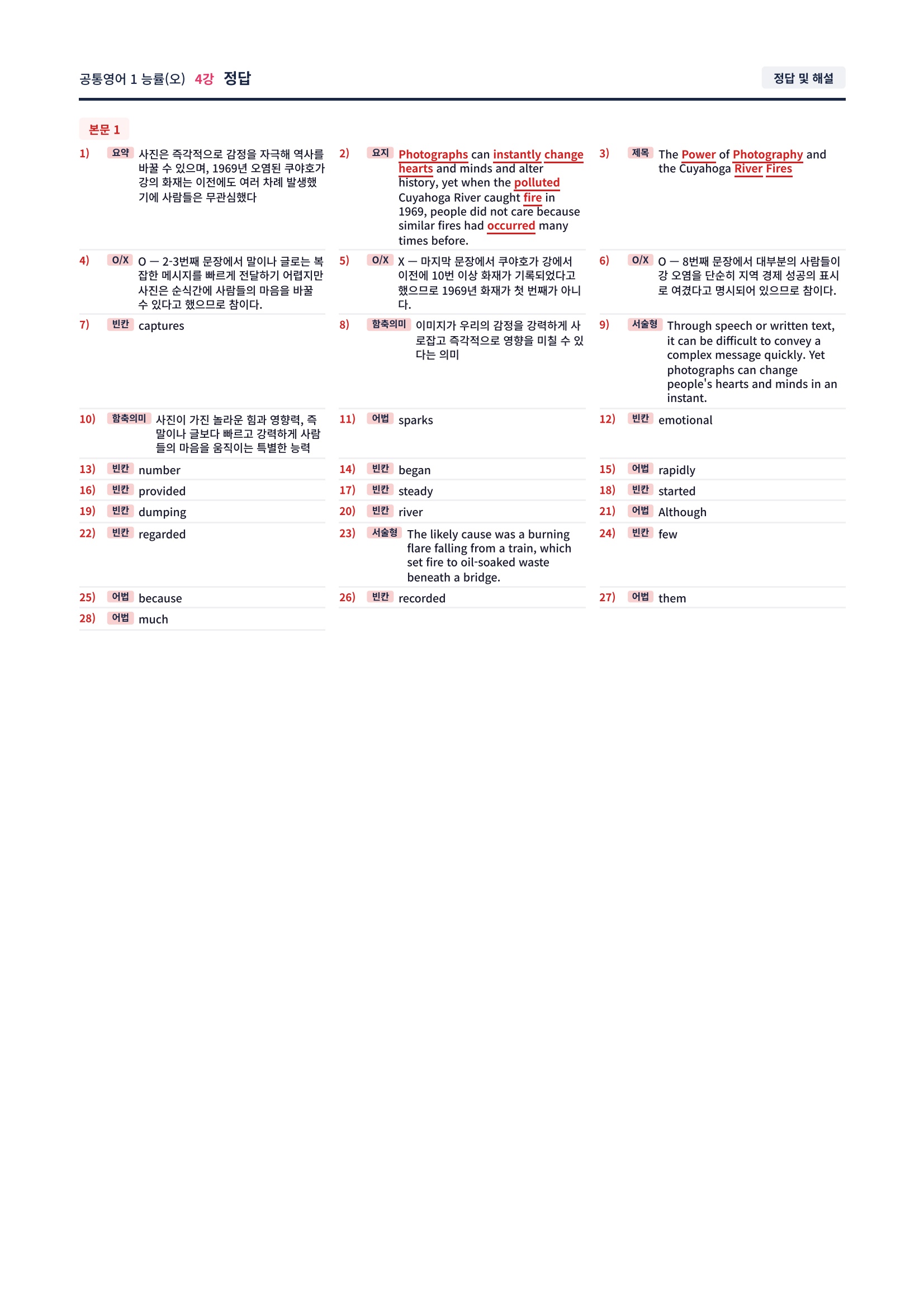 ❤️[4강]공통영어 1 능률(오) [직전보강+삽화+통합문제]❤️