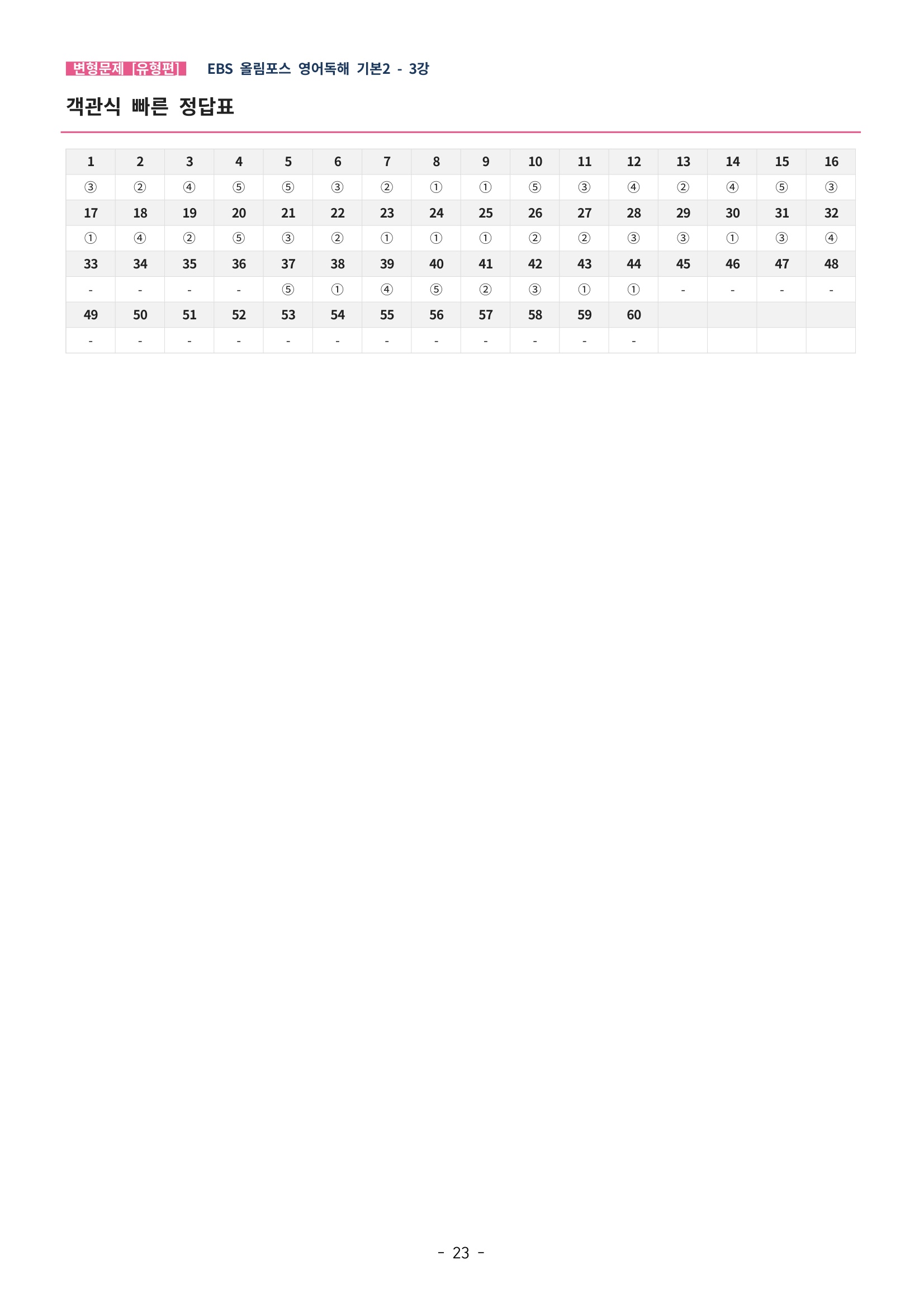 🩵[한글파일] 올림포스 영어독해기본 1(변형문제 유형편) : 3강 (60제)🩵