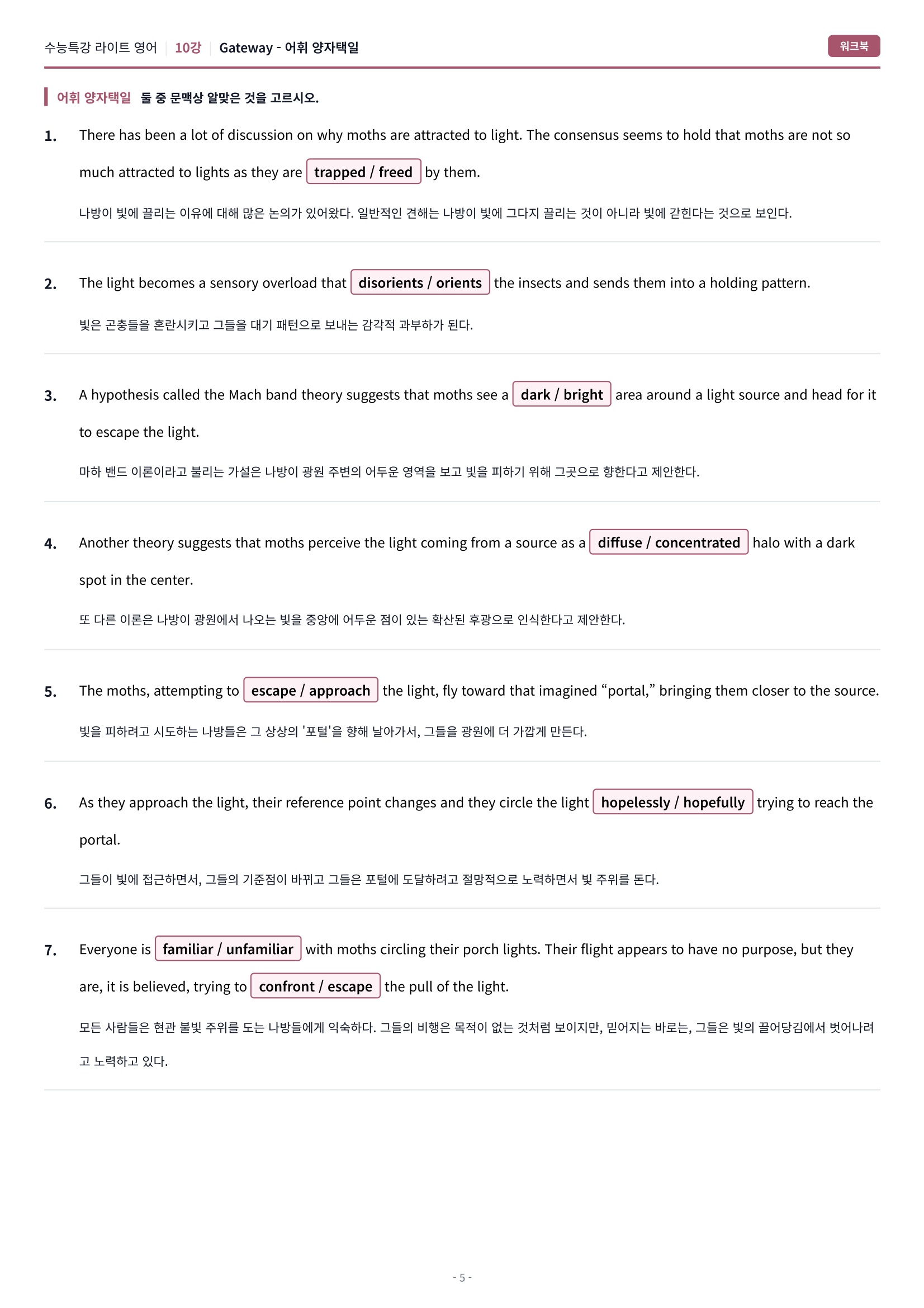 🩷[10강] 워크북 [2026 수특라이트 영어]🩷