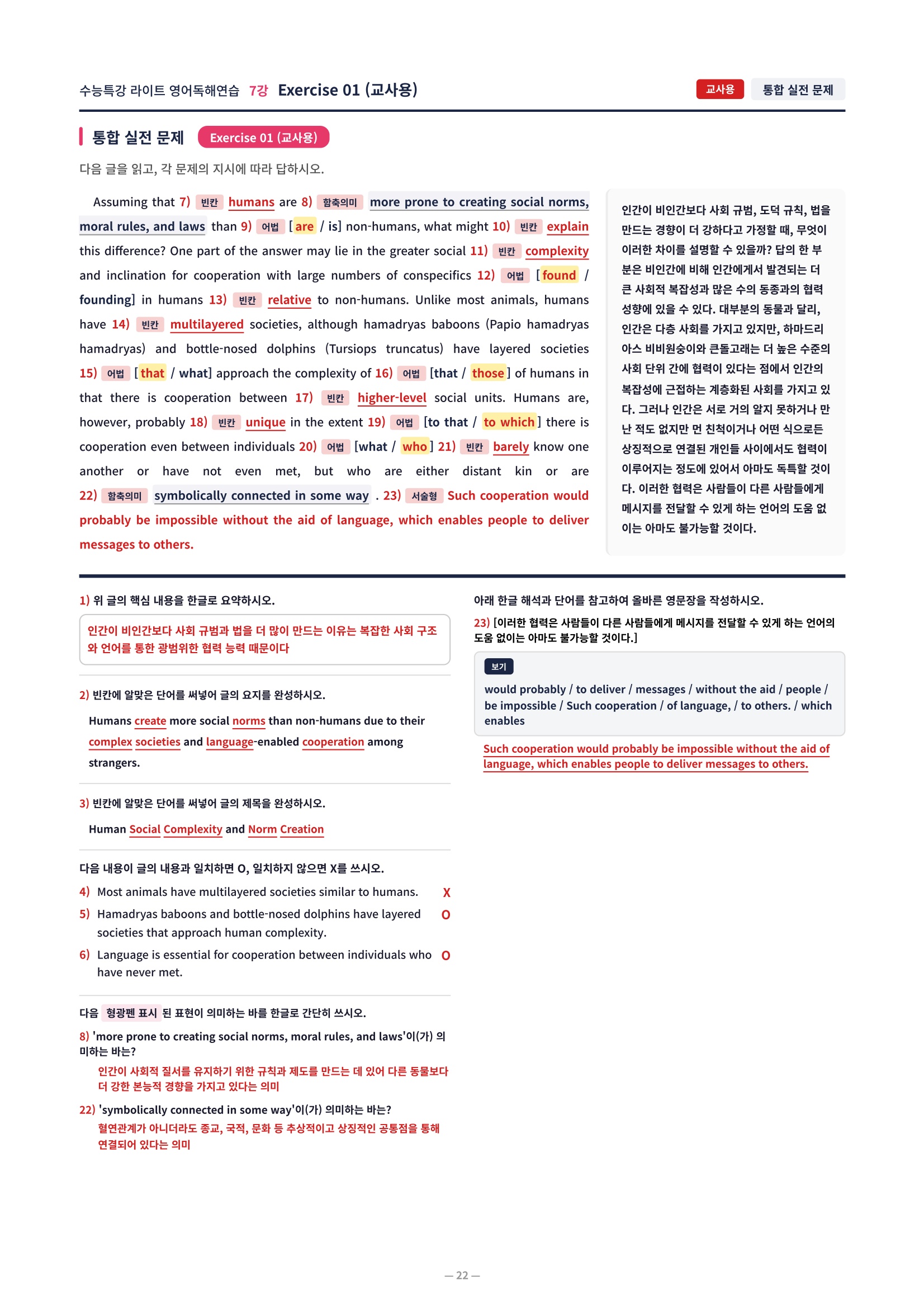 ❤️[7강] 수특라이트 영어독해연습 [직전보강+삽화+통합문제]❤️