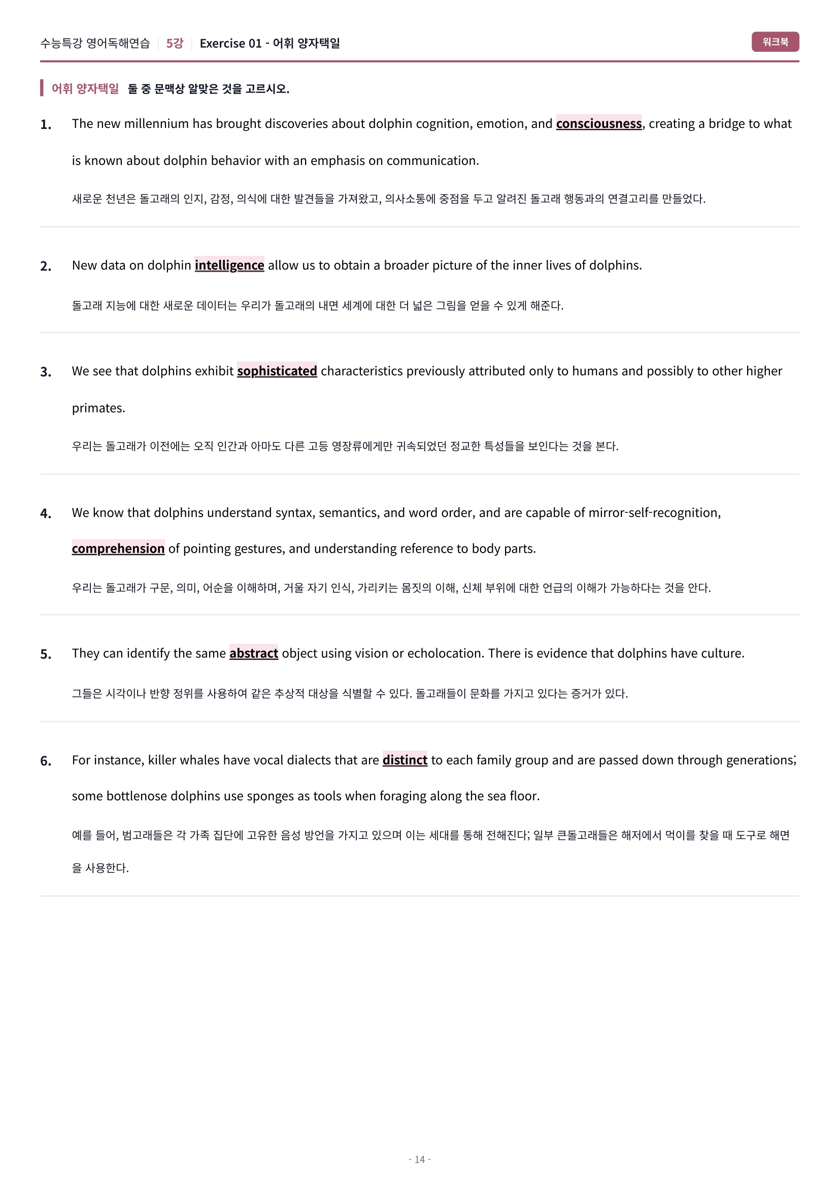 🩷[5강] 워크북 [2027 수능특강 영어독해연습]🩷