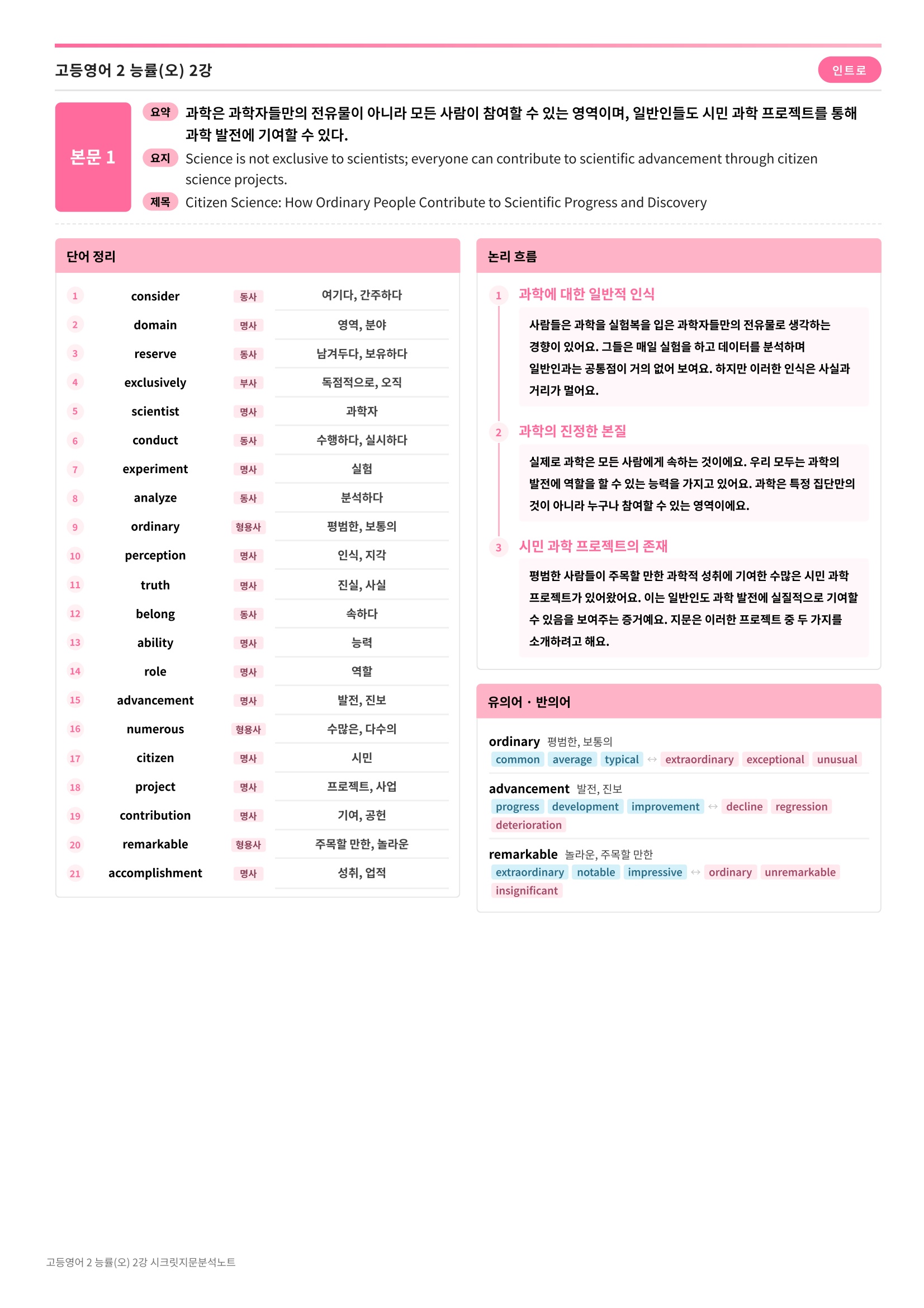 ❤️[2강] 고등영어 2 능률(오) [지문분석+단어장+파이널체크]❤️