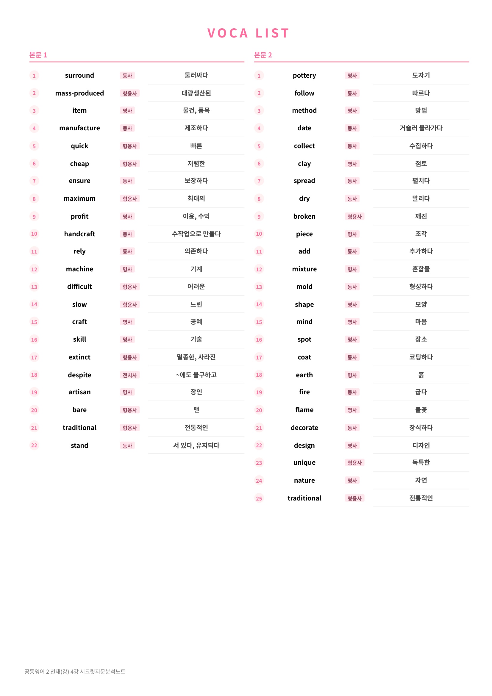 ❤️(공통영어2) [4강] 천재(강) [지문분석+단어장+파이널체크]❤️