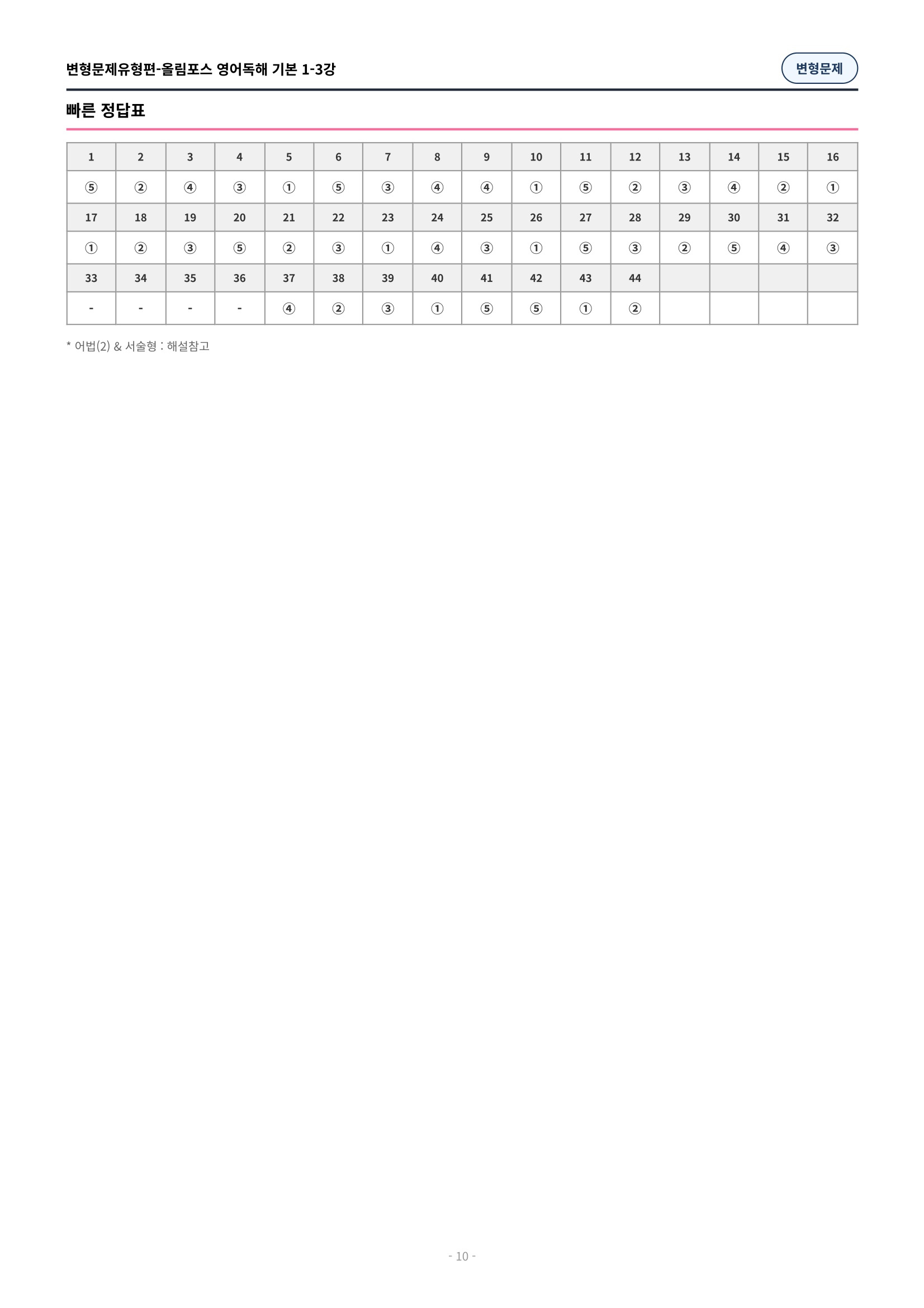 🩷[3과][변형문제] 올림포스 영어독해기본 1🩷
