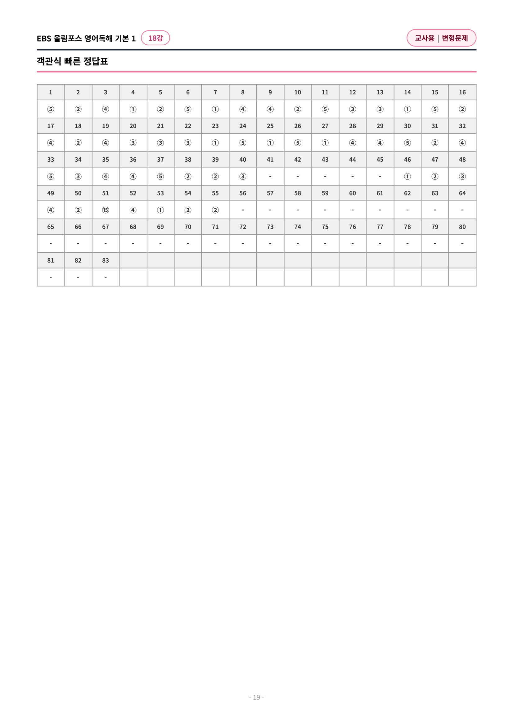 🩷[18과][변형문제] 올림포스 영어독해의기본 1🩷